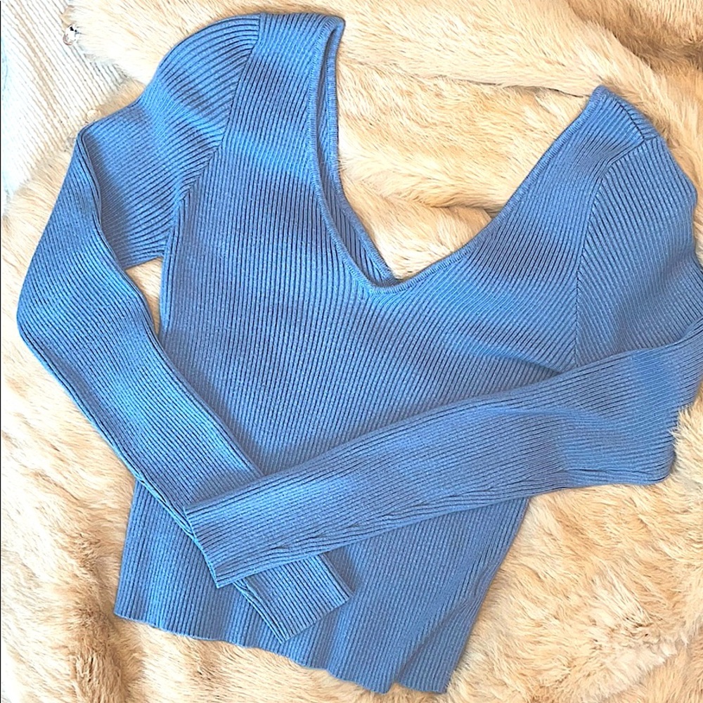Baby blue V-neck